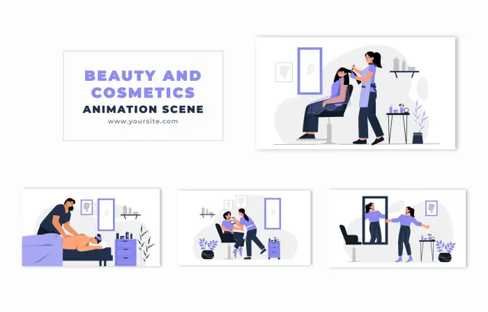 Beauty Parlour Marketing Flat Design Animation Scene
